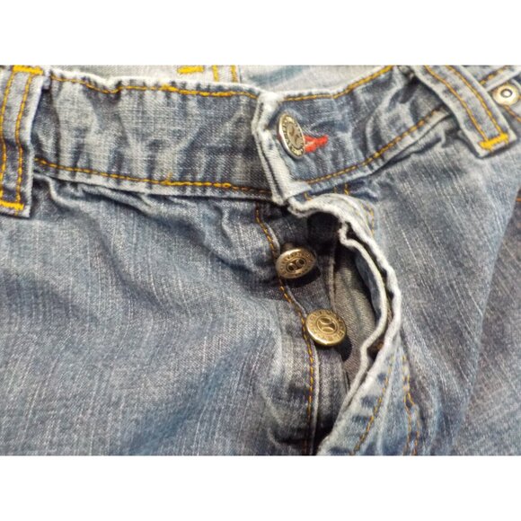 Hurley International Button Fly Factory Fade Blue Denim Jeans Men's Size 36 x 30 - Picture 4 of 7